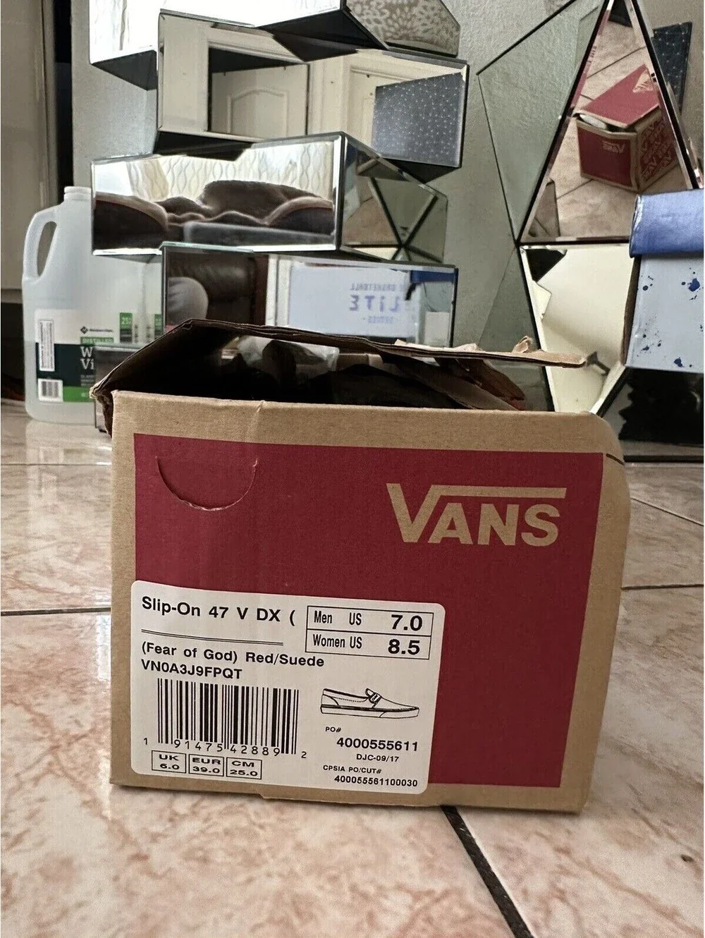 Vans Fear of God x Slip-On 47 DX 'Collection 2 Red' VN0A3J9FPQT Size 7 Men New